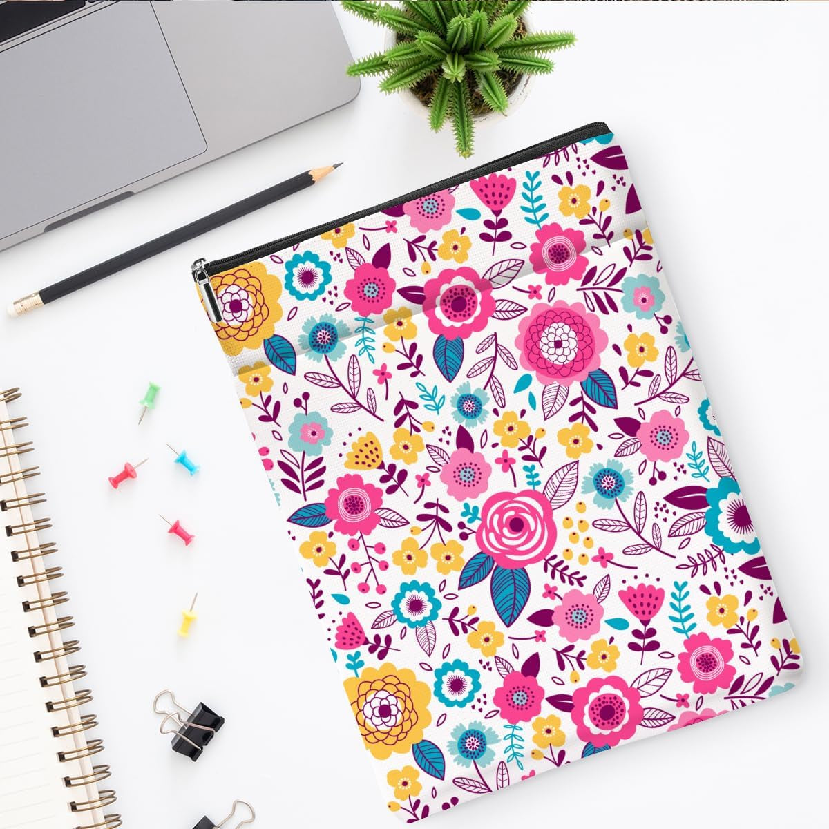 Floral Zippered Book Sleeve