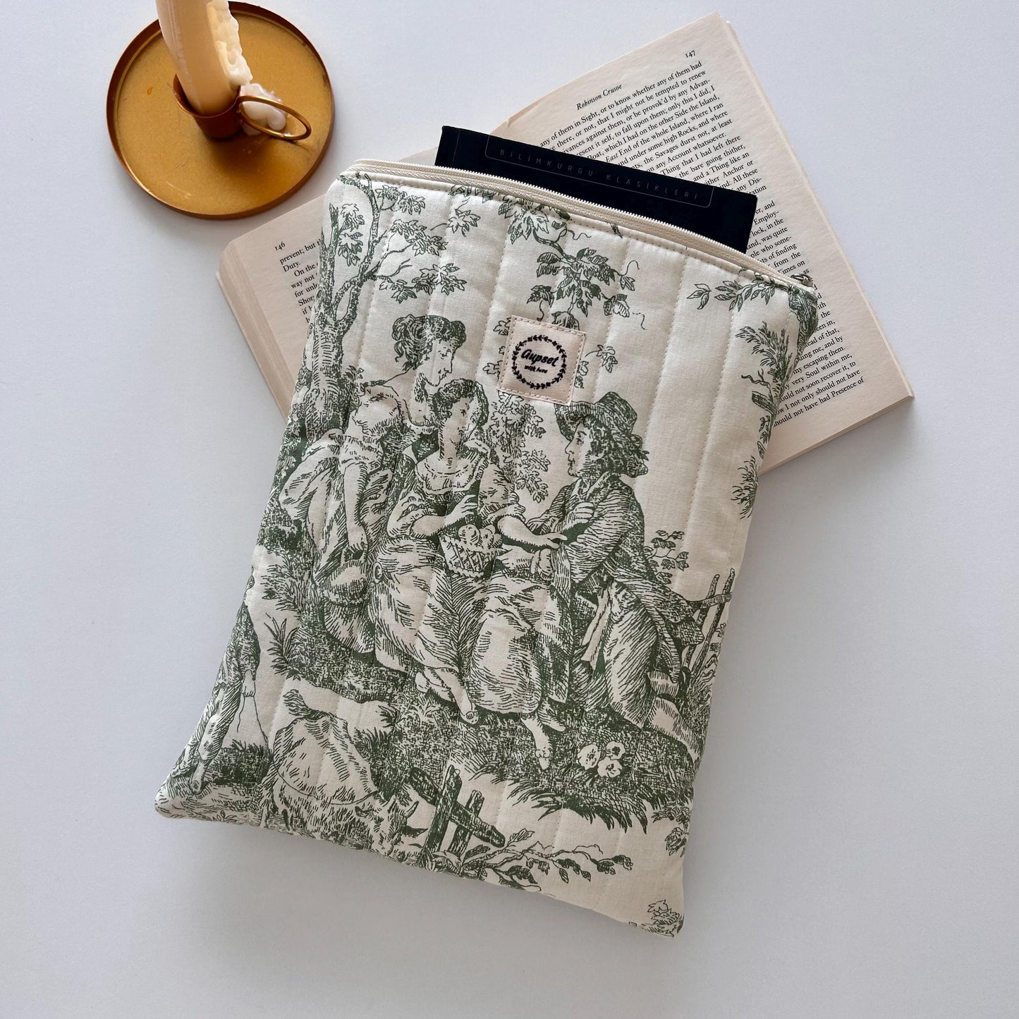 Floral Zippered Book Sleeve